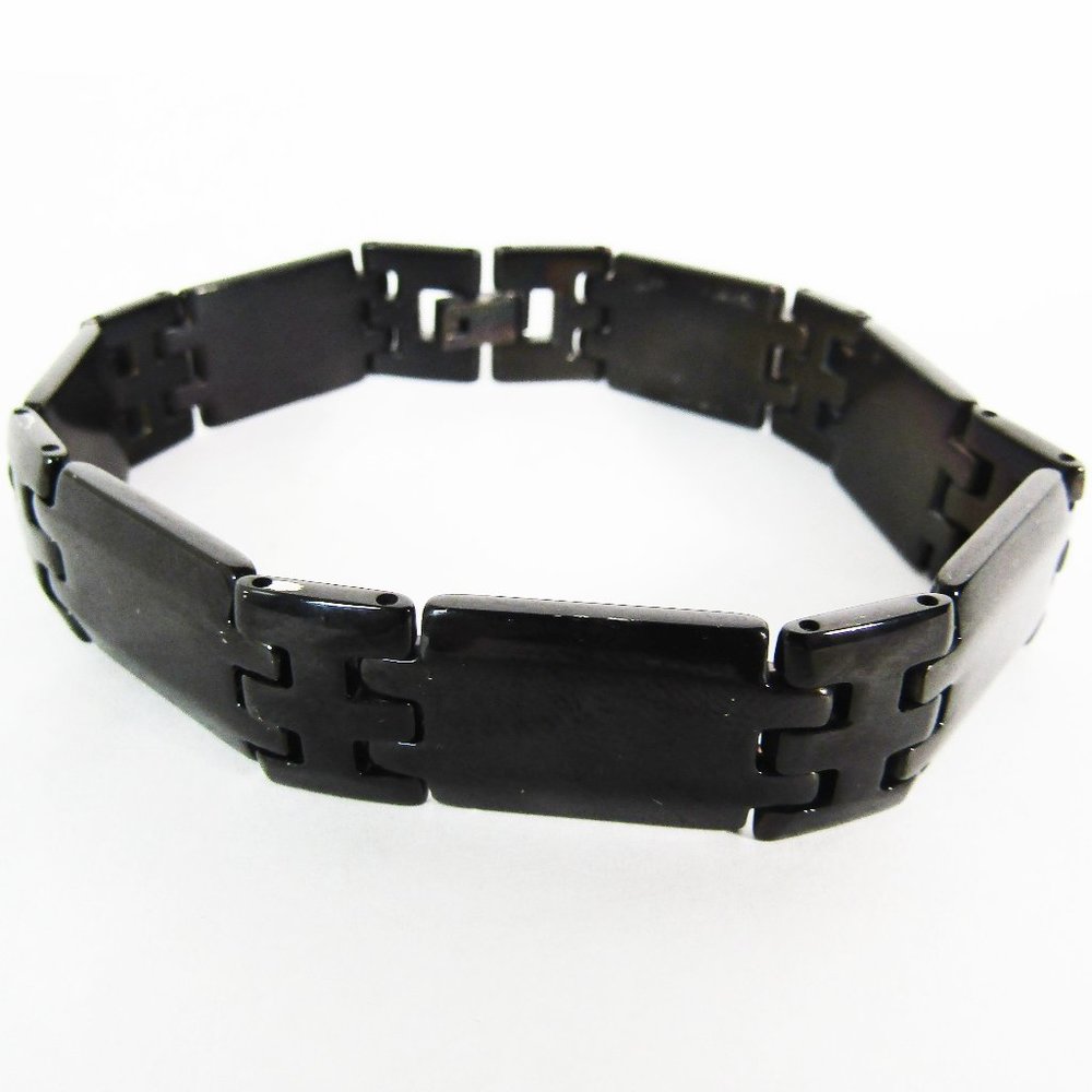 Mens Black Stainless Blockchain 8" Bracelet With Clasp